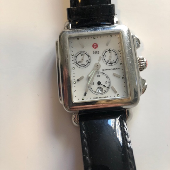 Michele Watch with Black Patent Band (no diamonds) - Picture 10 of 15